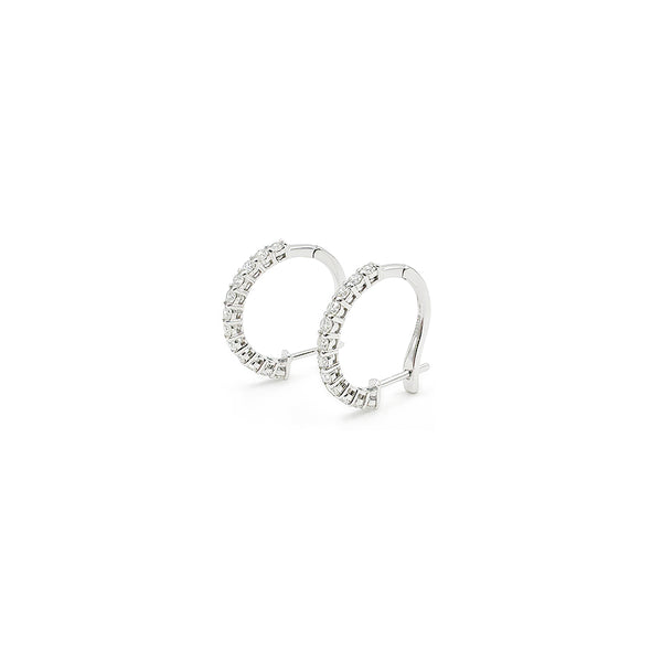18K White Gold Diamond Hoop Earrings, 3.92g