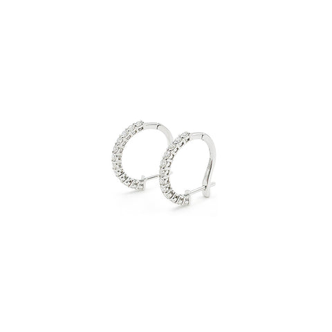 18K White Gold Diamond Hoop Earrings, 3.92g