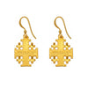 18K Yellow Gold Cross Drop Earrings