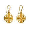 18K Yellow Gold Cross Drop Earrings