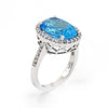 14K White Gold Diamond Blue Topaz Ring