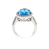 14K White Gold Diamond Blue Topaz Ring