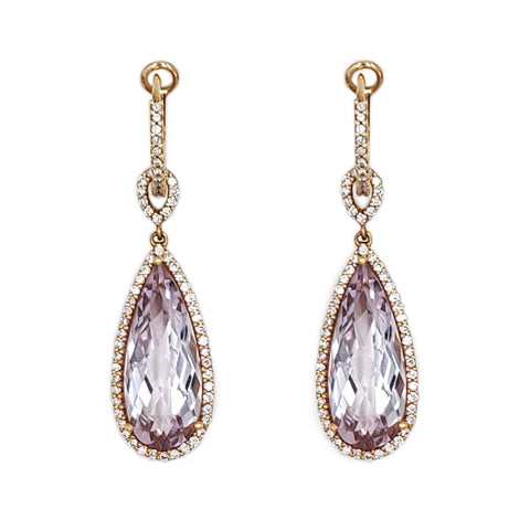 Bijan Fere 18K Rose Gold Amethyst Diamond Drop Earrings