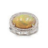 14K White Gold Fire Opal Ring with Diamonds