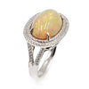 14K White Gold Fire Opal Ring with Diamonds