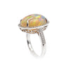 14K White Gold Diamond Opal Ring, 5.4g, Size 6.0