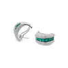 18K White Gold Emerald and Diamond Half-Hoop Earrings, 11.32g