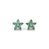 14K Yellow Gold Emerald and Diamond Stud Earrings