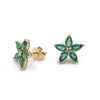 14K Yellow Gold Emerald and Diamond Stud Earrings