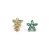 14K Yellow Gold Emerald and Diamond Stud Earrings