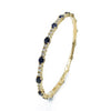 18K White Gold Blue Sapphire and Diamond Bangle Bracelet