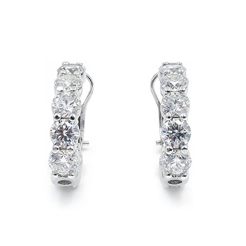 18K White Gold Round Brilliant Cut Diamond Earrings, 10.5g