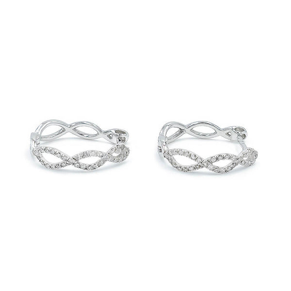 14K White Gold Diamond Huggie Earrings, 2.56g
