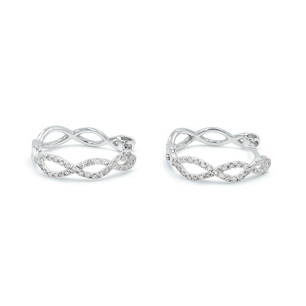 14K White Gold Diamond Huggie Earrings JBE61223 - 12183056