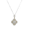 18K White Gold and Yellow Gold Flower Design Diamond Pendant Necklace