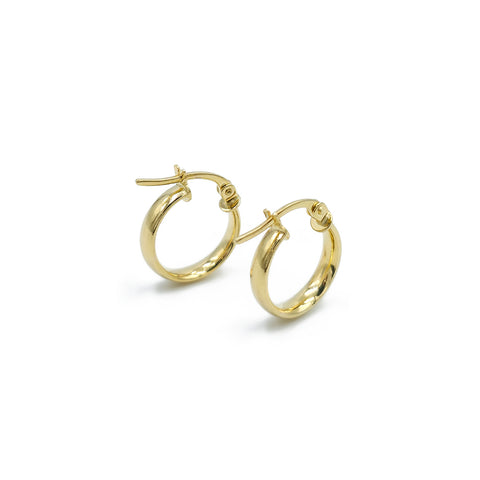 14K Yellow Gold Small Hoop Earrings, 1.1g
