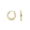 14K Yellow Gold Hand Carved Diamond Cut Hoop Earrings, 20mm, 2.4g