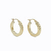 14K Yellow Gold Hand Carved Diamond Cut Hoop Earrings, 20mm, 2.66g