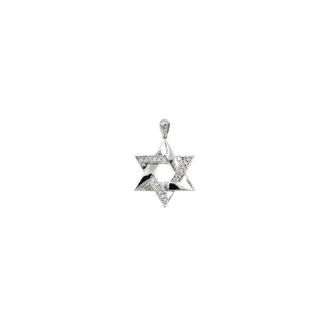 14K White Gold Diamond Star of David Pendant, 2.77g