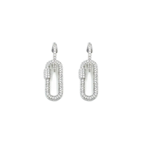 18K White Gold Diamond Drop Earrings, 5.5g