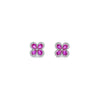 18K White Gold Diamond and Ruby Stud Earrings, 3.05g