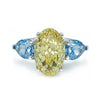 14K White Gold Yellow and Blue Lab Grown Gemstone Ring