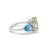 14K White Gold Yellow and Blue Lab Grown Gemstone Ring