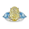 14K White Gold Yellow and Blue Lab Grown Gemstone Ring