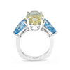 14K White Gold Yellow and Blue Lab Grown Gemstone Ring