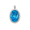 14K White Gold Diamond Topaz Pendant