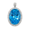 14K White Gold Diamond Topaz Pendant
