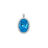 14K White Gold Diamond Topaz Pendant