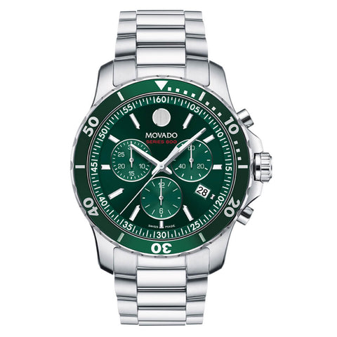 Movado Series 800 Green Chronograph Dial Men's Watch 2600179