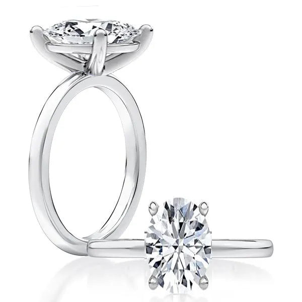 A.JAFFE 18K White Gold Oval Center Engagement Ring MECOV2910L/250B