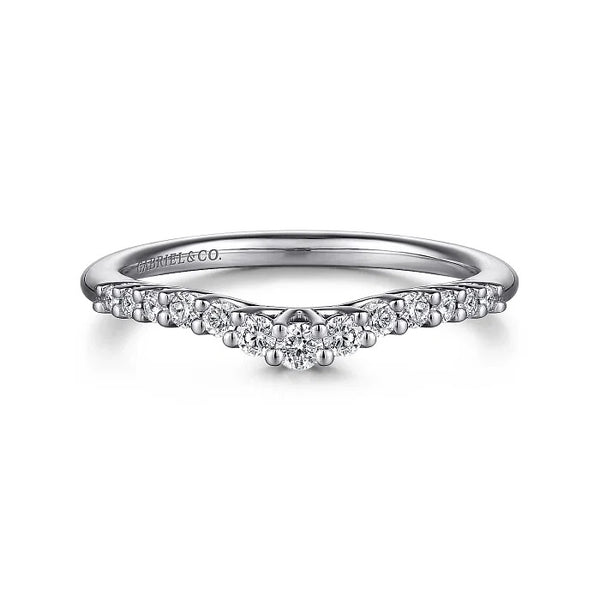 Gabriel Curved 14K White Gold Shared Prong Diamond Wedding Band AN10975W44JJ