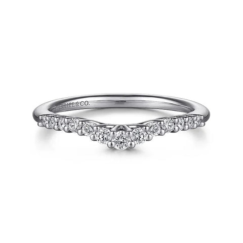 Gabriel Curved 14K White Gold Shared Prong Diamond Wedding Band AN10975W44JJ