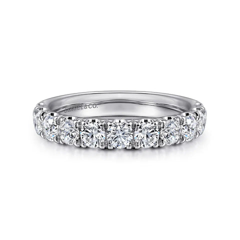 Gabriel & Co. Portofino 14K White Gold 11 Stone French Pave Set Diamond Wedding Band AN11179W44JJ