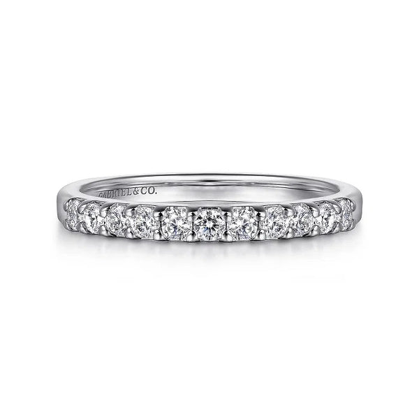 Gabriel 14K White Gold 11 Stone Shared Prong Set Diamond Wedding Band AN11216W44JJ