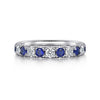 Gabriel & Co. Bari 14K White Gold 11 Stone Diamond and Sapphire Anniversary Band AN14192W44SA