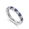 Gabriel & Co. Bari 14K White Gold 11 Stone Diamond and Sapphire Anniversary Band AN14192W44SA