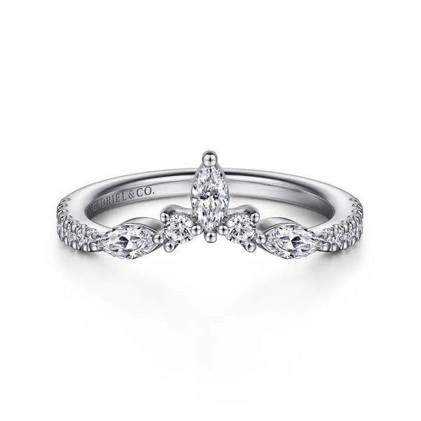 Gabriel & Co. Tulsie Curved 14K White Gold Marquise and Round Diamond Anniversary Band - 0.45 ct AN15563W44JJ