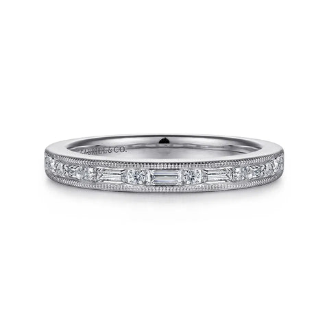 Gabriel & Co. Raigne 14K White Gold Channel Set Baguette and Round Diamond Anniversary Band - 0.38 ct AN15571W44JJ