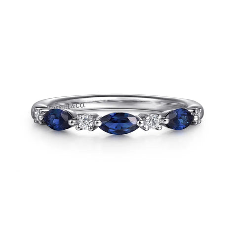 Gabriel & Co. Erin 14K White Gold Marquise Sapphire and Diamond Anniversary Band AN16474W44SA