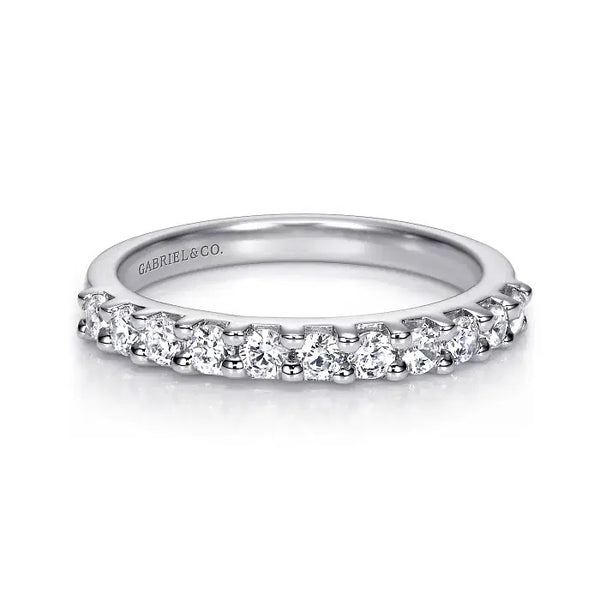 Gabriel 14K White Gold 11 Stone Shared Prong Diamond Anniversary Band AN2871W44JJ