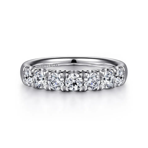 Gabriel & Co. Lecce 14K White Gold 7 Stone French Pave Diamond Wedding Band AN6066W44JJ