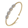 Gabriel & Co. Beaded Bangle Bracelet Cuff 14K Yellow Gold Diamond 0.6ct Bujukan BG4229-62Y45JJ
