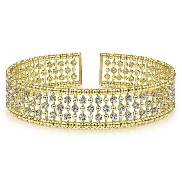 Gabriel 14K Yellow Gold Wide Diamond Cage Cuff Bracelet BG4284-62Y45JJ