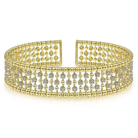 Gabriel 14K Yellow Gold Wide Diamond Cage Cuff Bracelet BG4284-62Y45JJ