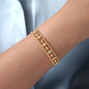 Gabriel & Co. 14K Yellow Gold Bujukan Diamond Cluster and Gold Pyramid Cuff Bangle BG4615-6Y45JJ