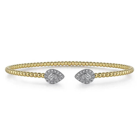 Gabriel 14K White and Yellow Gold Diamond Pear Shape Bujukan Bangle BG4774-62M45JJ